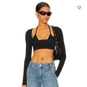 Black Long Sleeve Crop Top - Ryker crop top superdown